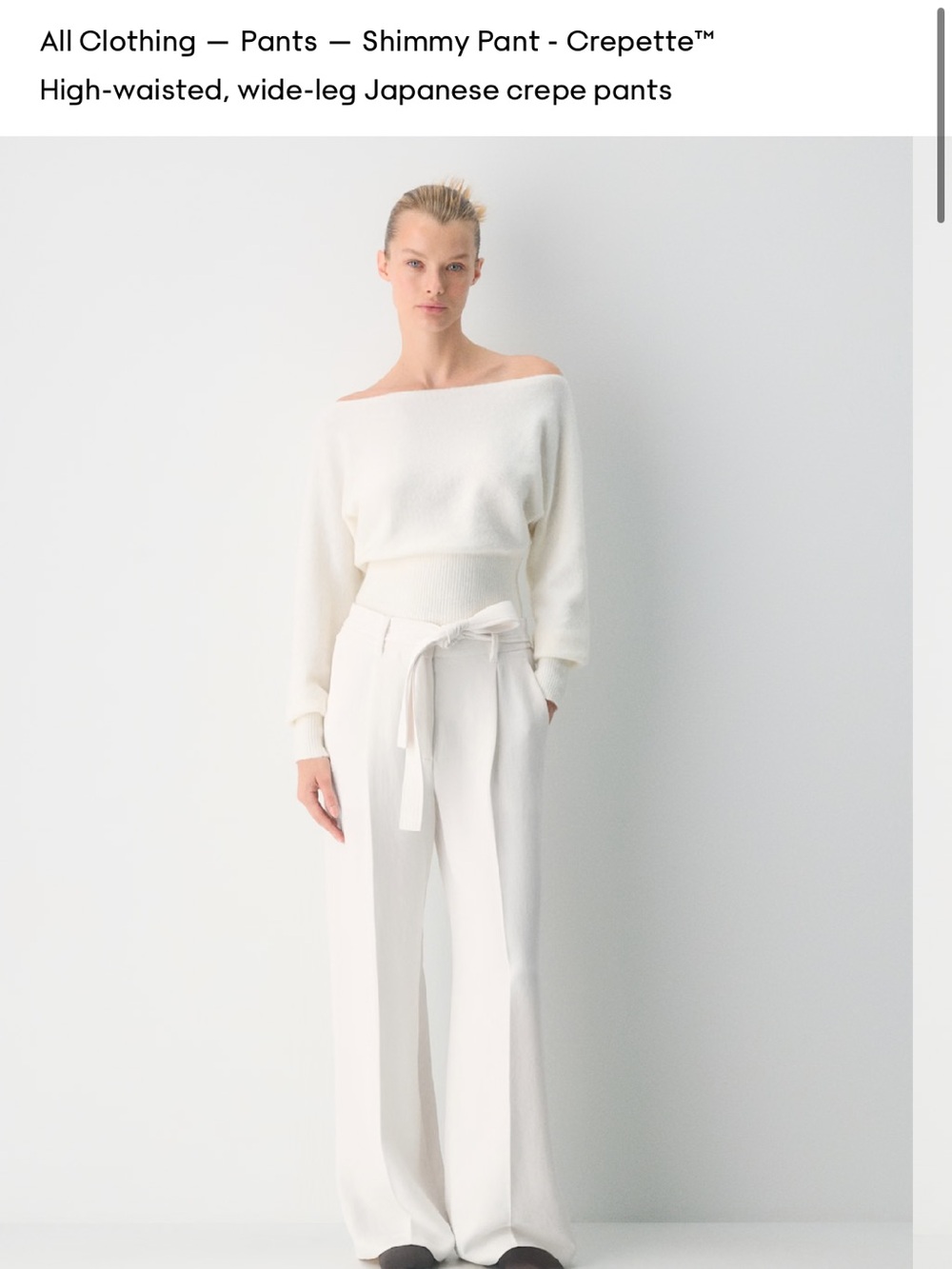 NWT Aritzia Wilfred Shimmy Pant Crepette Light Birch Wide Leg Size 10